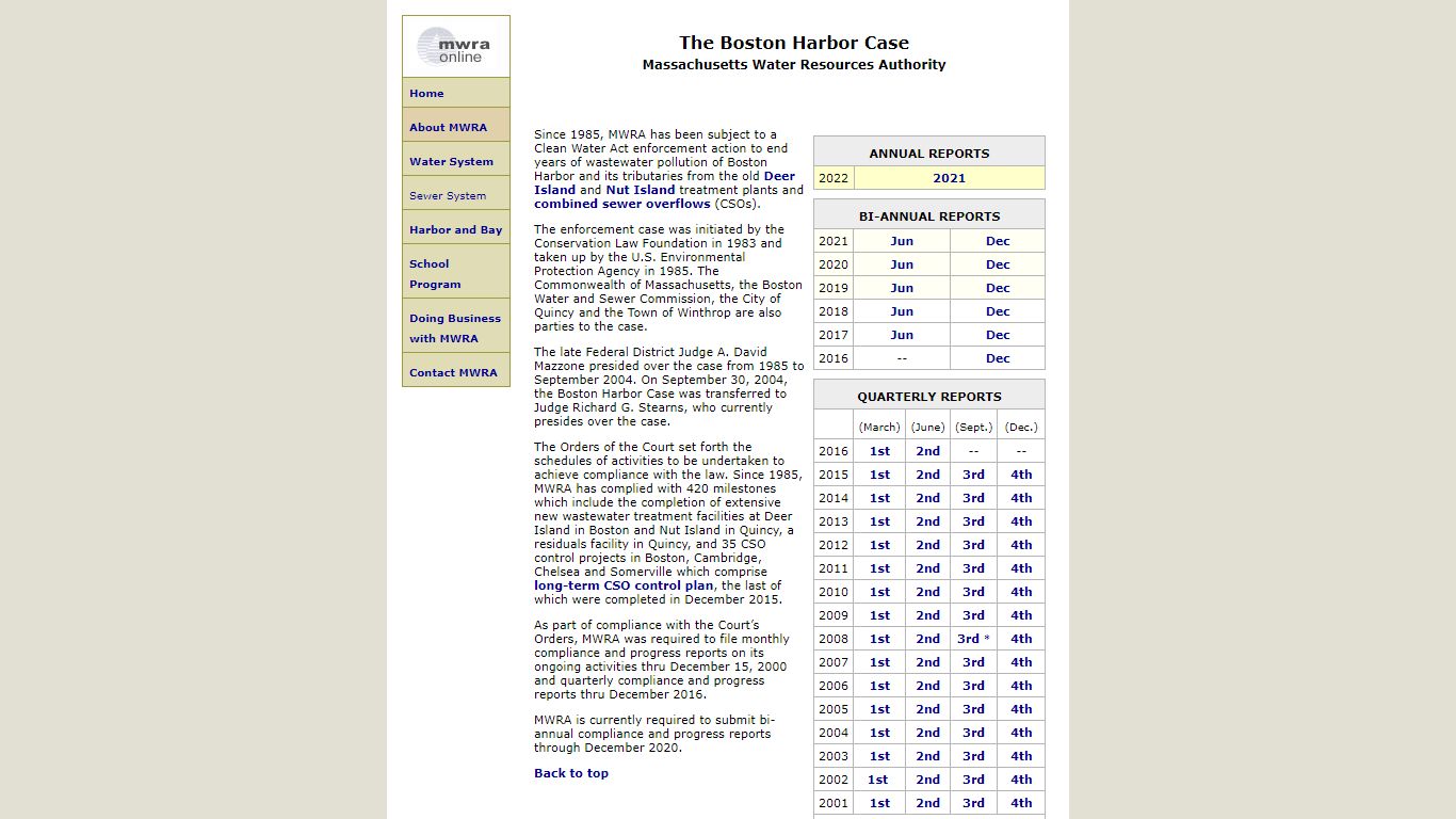 MWRA - The Boston Harbor Court Case